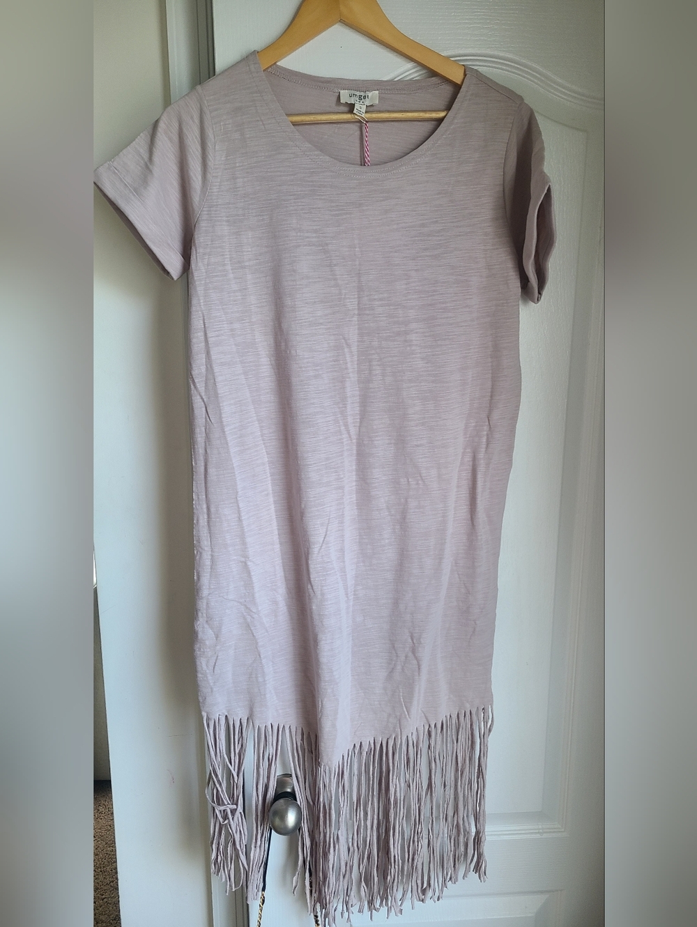 Umgee Short Sleeve Tshirt Fringe Hem Dress  | Small